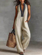 Fiamma - Ärmlös jumpsuit med minimalistisk ståkrage och dragkedja