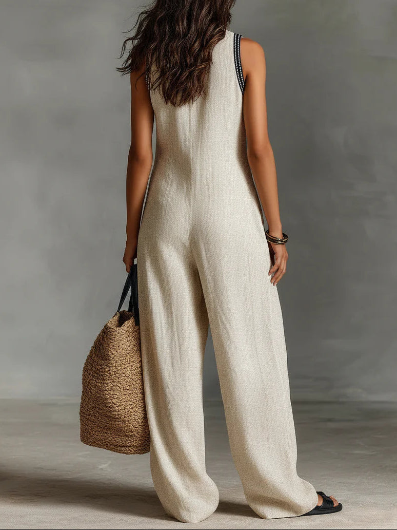 Fiamma - Ärmlös jumpsuit med minimalistisk ståkrage och dragkedja
