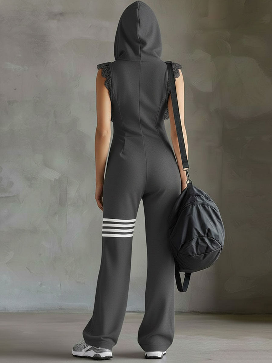 Giada – Jumpsuit i retrostil med huva och ränder