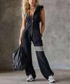 Giada – Jumpsuit i retrostil med huva och ränder