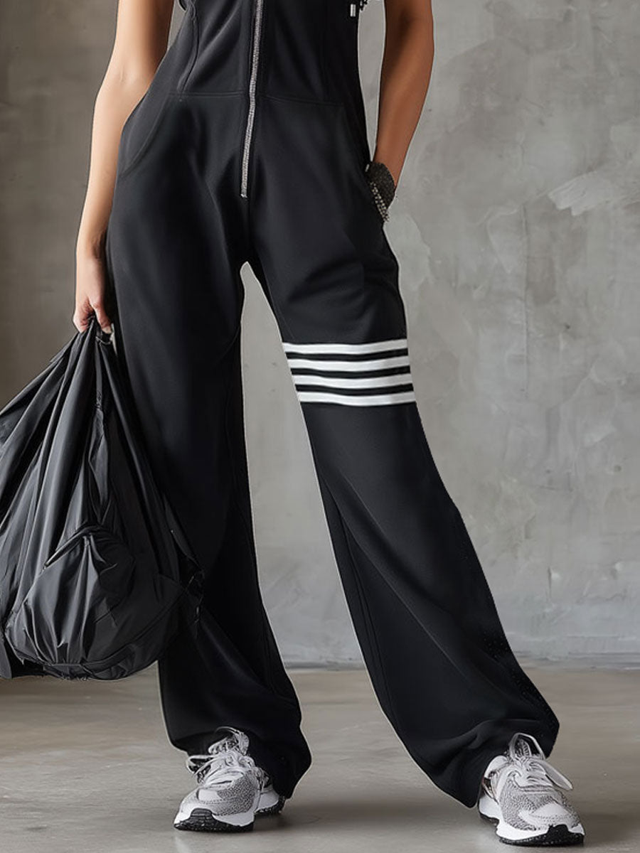 Giada – Jumpsuit i retrostil med huva och ränder