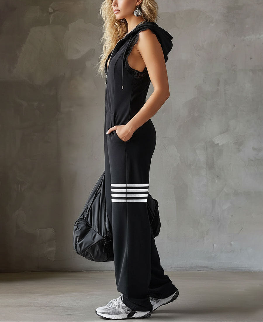 Giada – Jumpsuit i retrostil med huva och ränder
