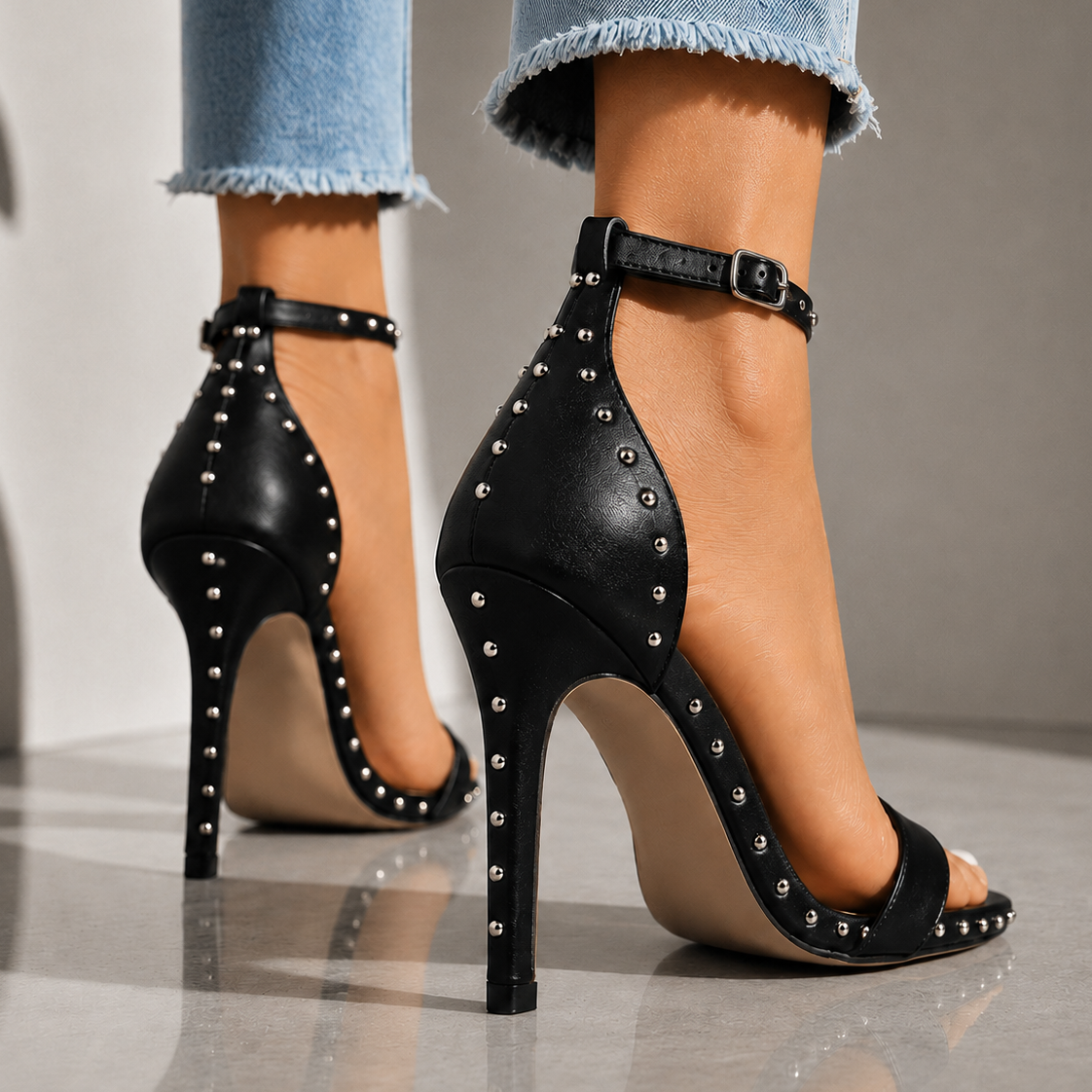 RHIANNA RETRO STUDDED HEELS